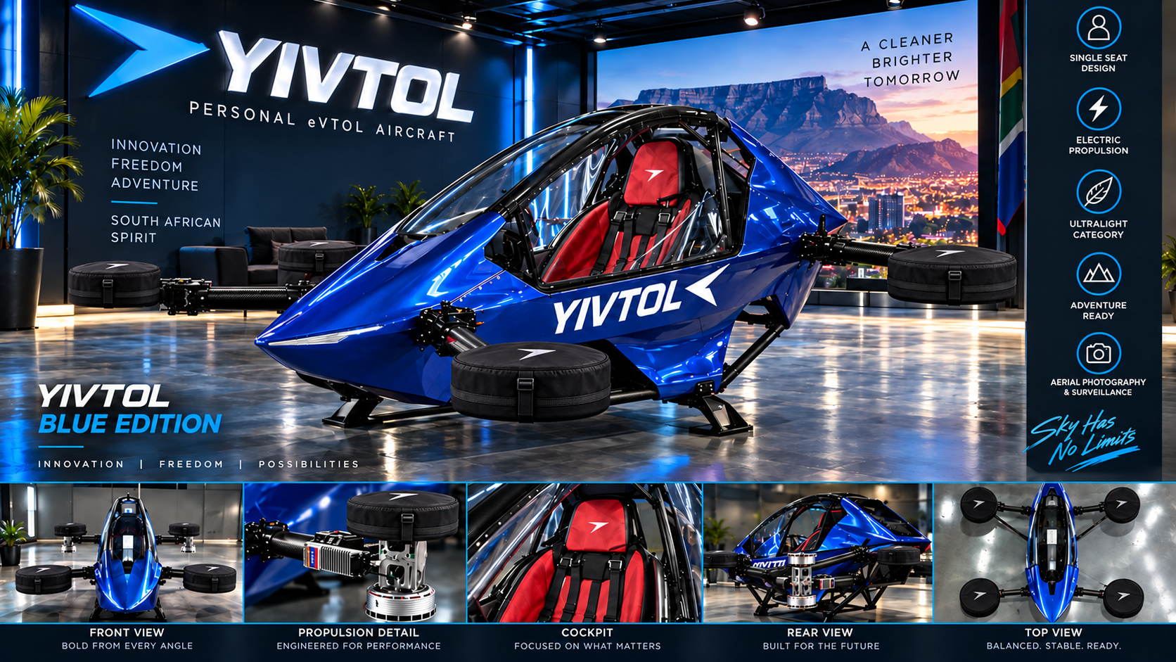 YIVTOL personal eVTOL aircraft in the Drones R Us showroom